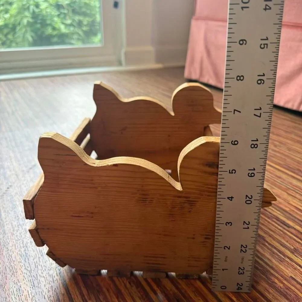 Vintage Handmade Wood Duck Crate Basket